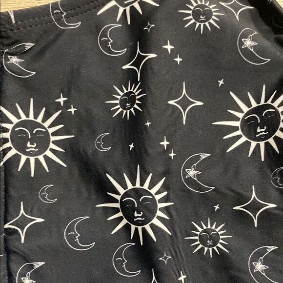 Cyn & Luca M Sun Moon Star Zip Front One-Piece Swimsuit Black Celestial‎ Print - Picture 7 of 12